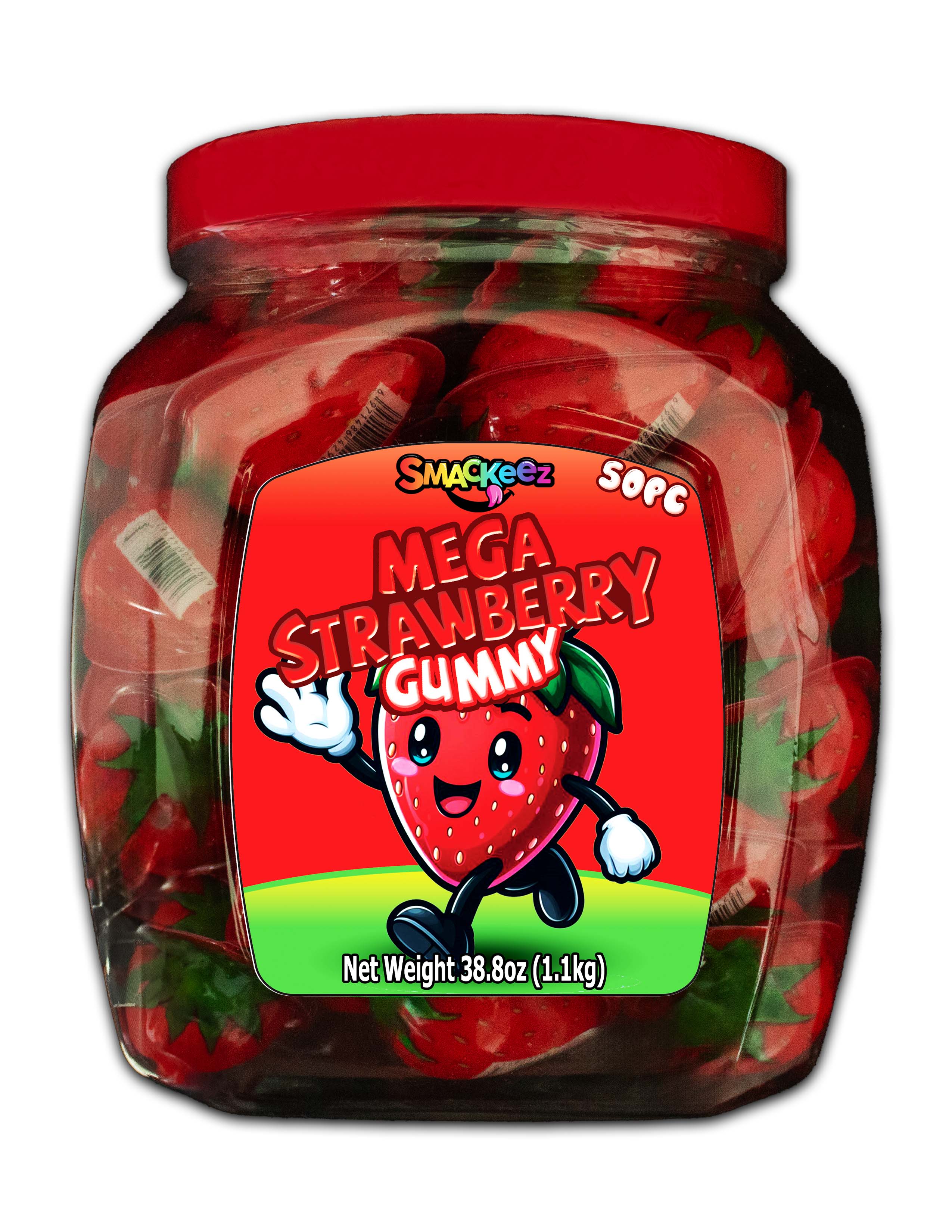 Mega Strawberry Gummy 50pc Smackeez Candy