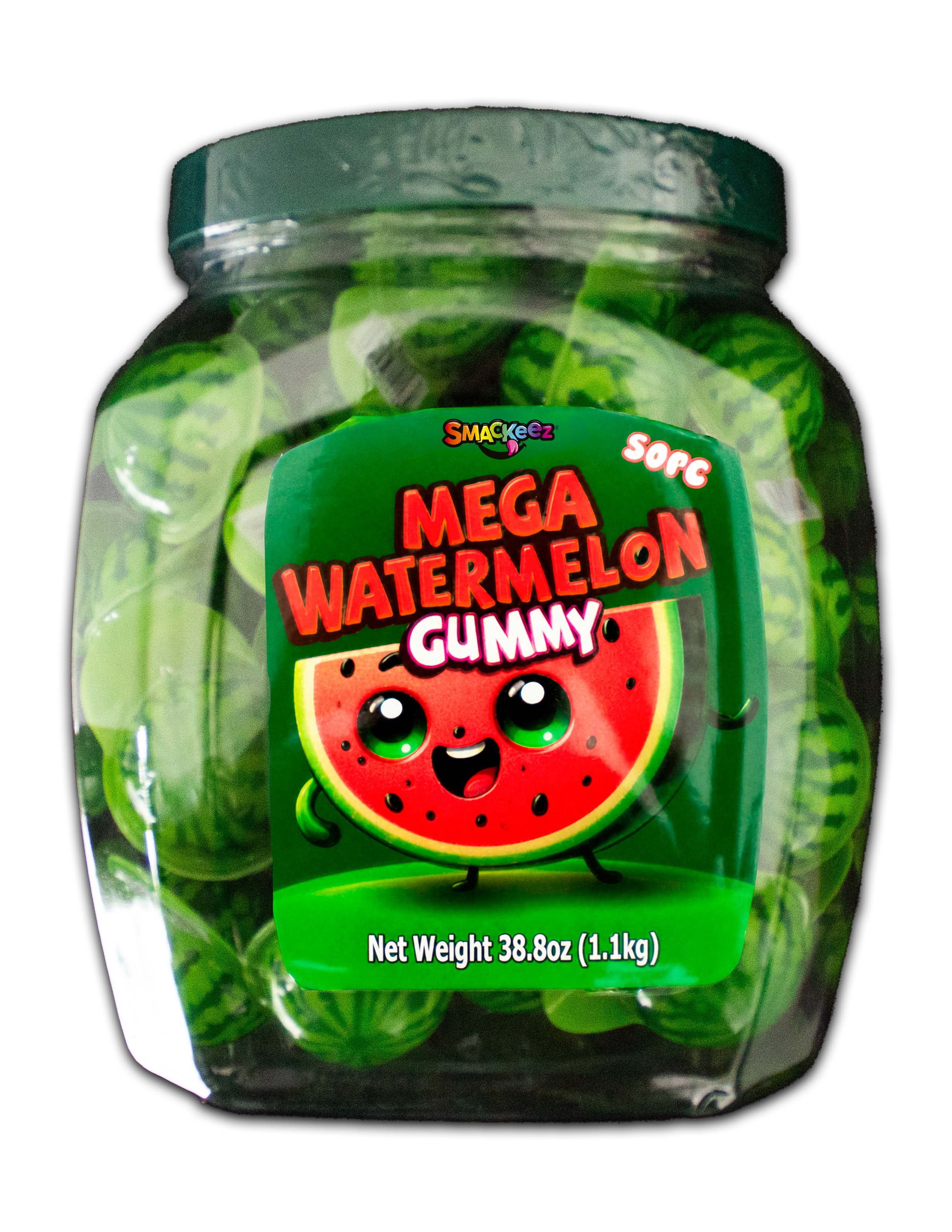 Mega Watermelon Gummy 50pc Smackeez Candy